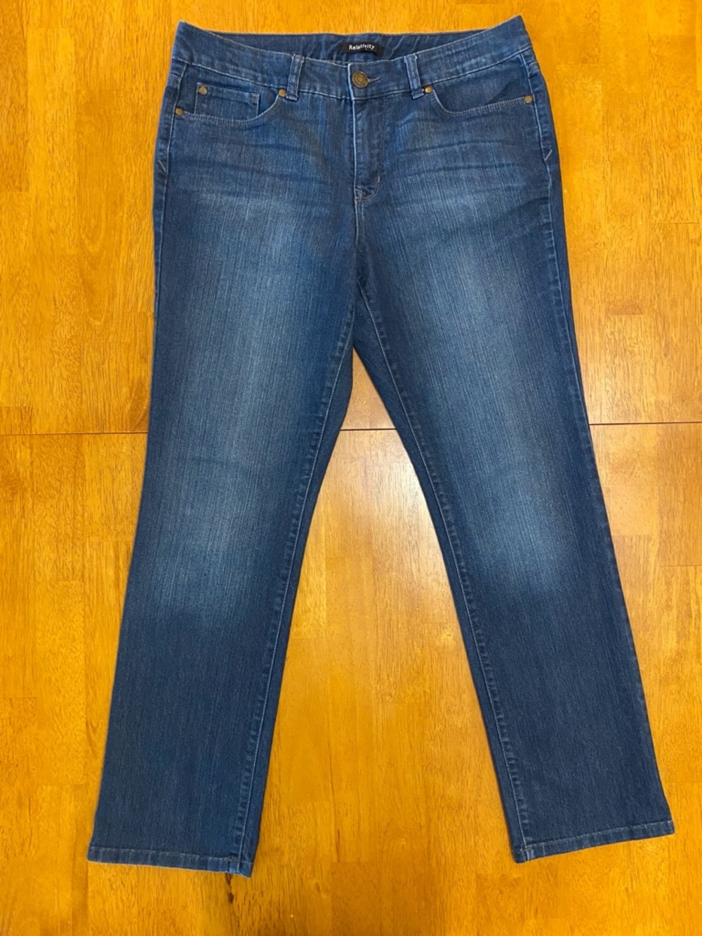 Relativity Mid Rise, Straight Leg Blue Jeans, Women’s Sz 14